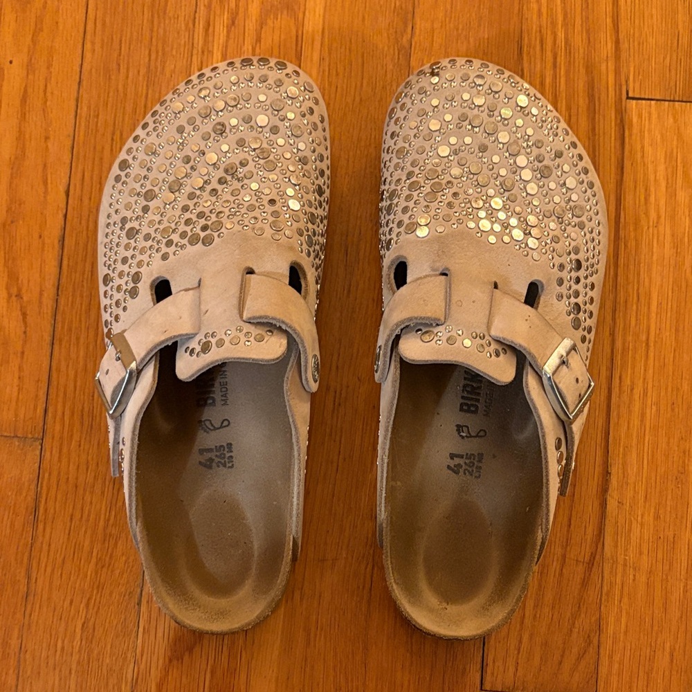 Birkenstock Beige Rhinestone Mules